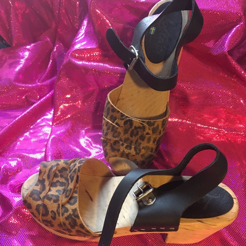 Lotta From Stockholm Leopard Swedish Clogs